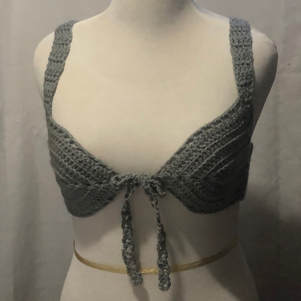 Handmade Gray Crochet crop top